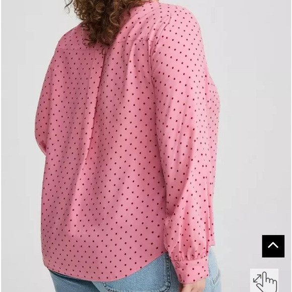 Torrid Pink Polka Dot Harper Blouse – Long Sleeve 1X EUC - Picture 6 of 10
